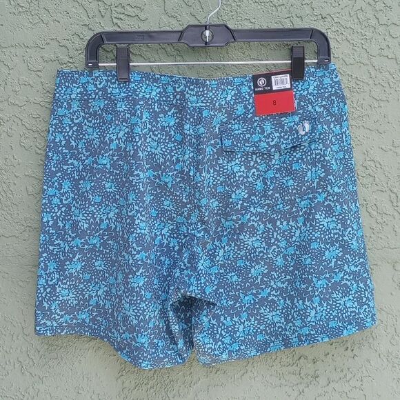 NEW HANG TEN Washed Out Teal/Blue Floral Abstract Men's Swim Boxer Trunks Size 8 - Picture 2 of 7